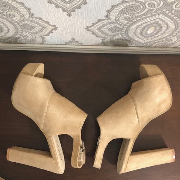 Bella Marie Taupe Skyview Slingback Peep Toe Heels Size 10 - Picture 4 of 6